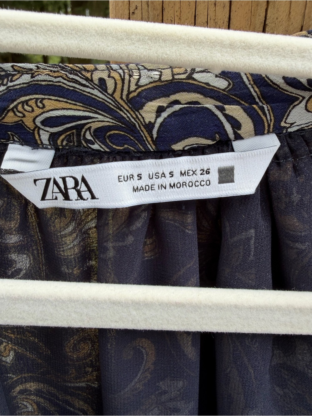 ZARA Navy and Gold Paisley A-Line Shirt